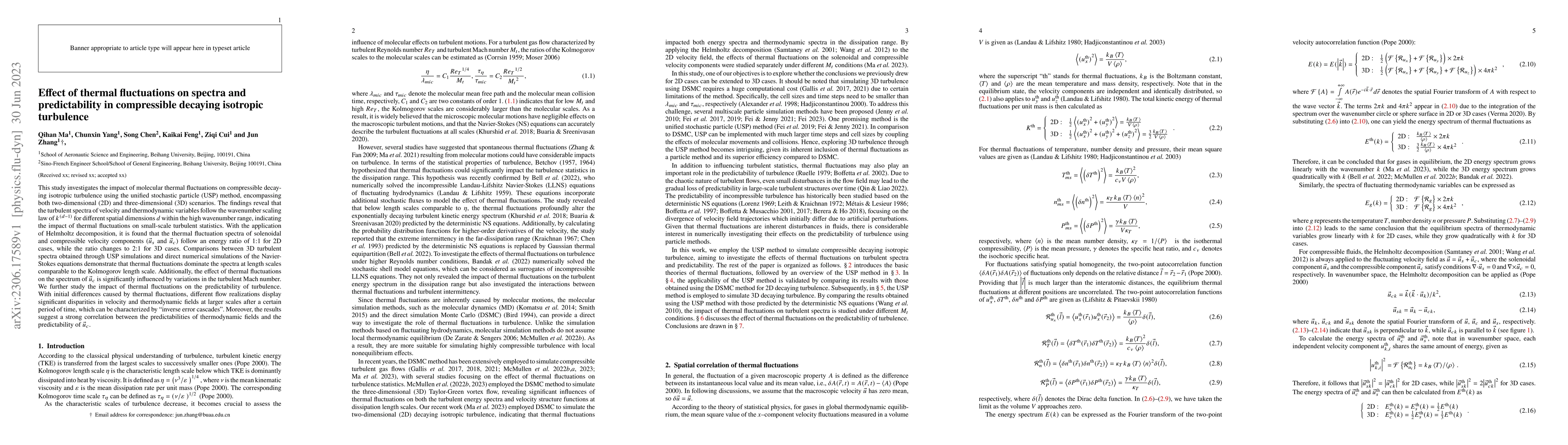 Thumbnail for Effect of thermal fluctuations on spectra and predictability in
  compressible decaying isotropic turbulence