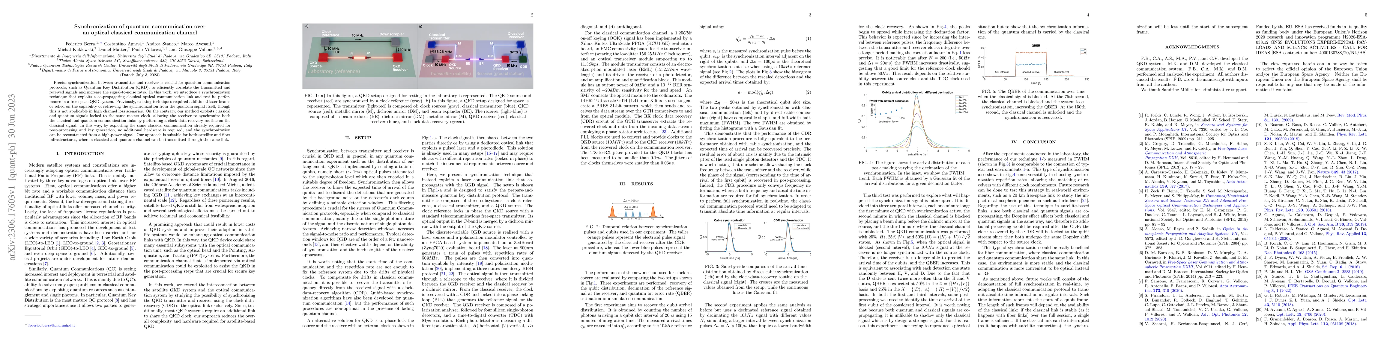 Thumbnail for Synchronization of quantum communication over an optical classical
  communication channel