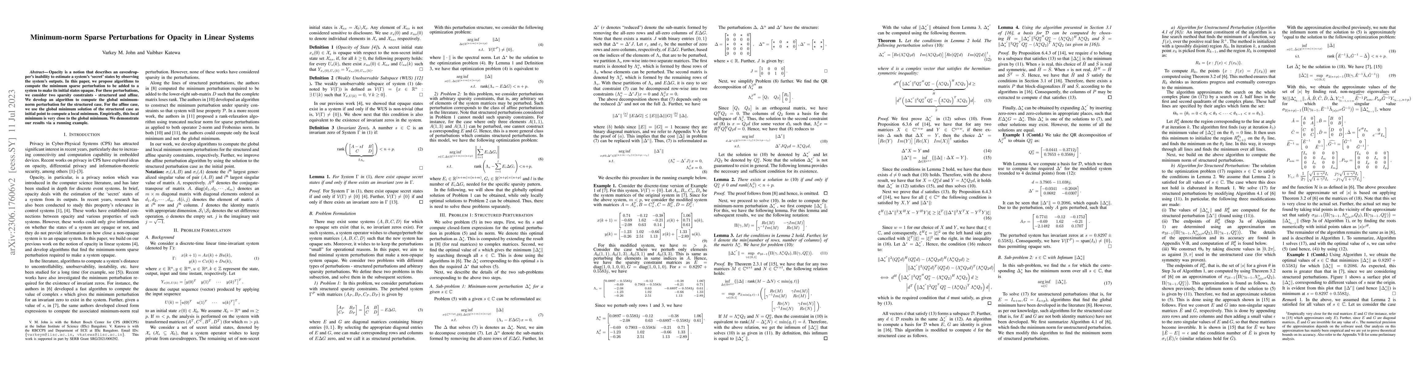 Thumbnail for Minimum-norm Sparse Perturbations for Opacity in Linear Systems