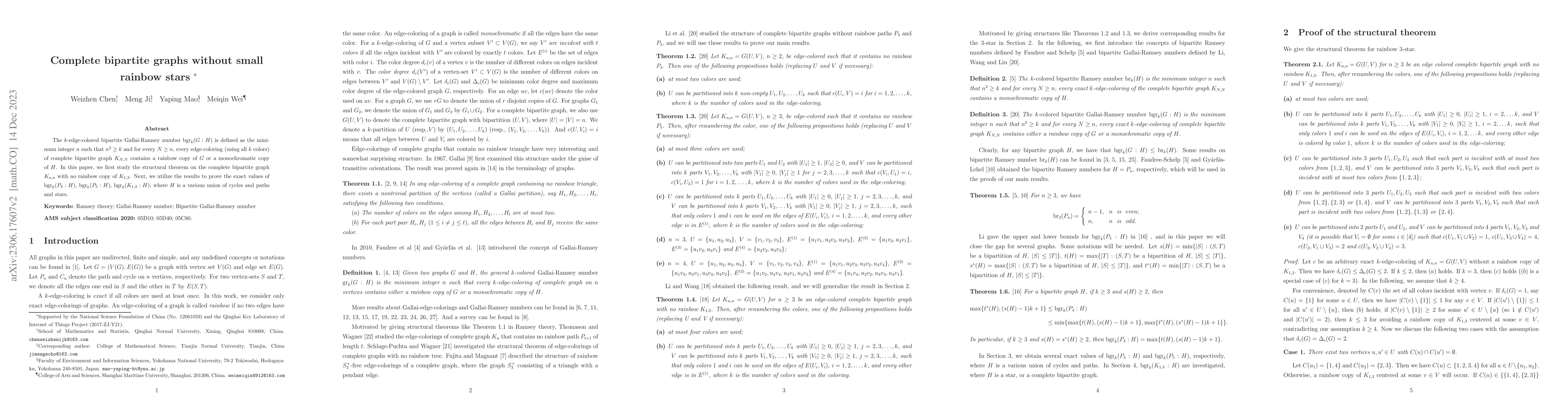 Thumbnail for Complete bipartite graphs without small rainbow stars