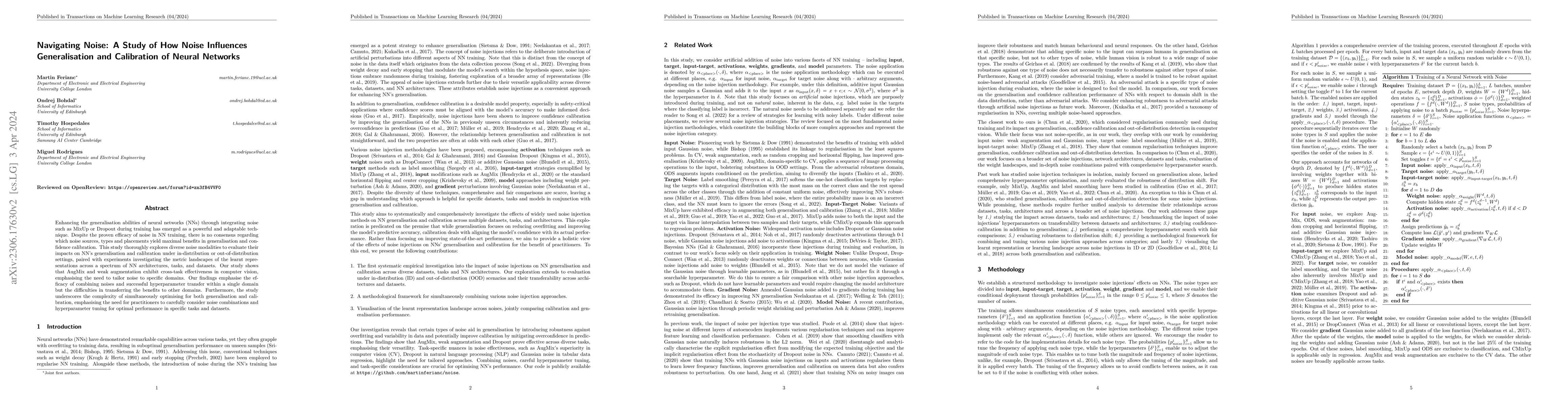 Thumbnail for Navigating Noise: A Study of How Noise Influences Generalisation and
  Calibration of Neural Networks