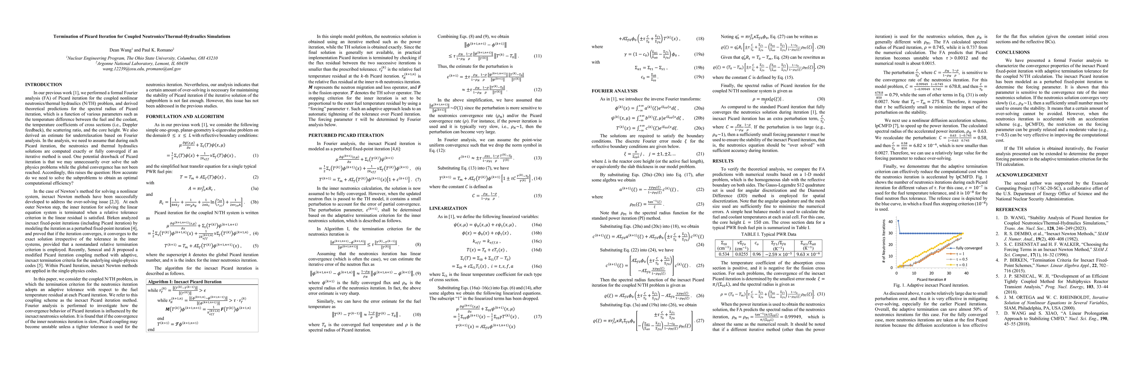 Thumbnail for Termination of Picard Iteration for Coupled
  Neutronics/Thermal-Hydraulics Simulations