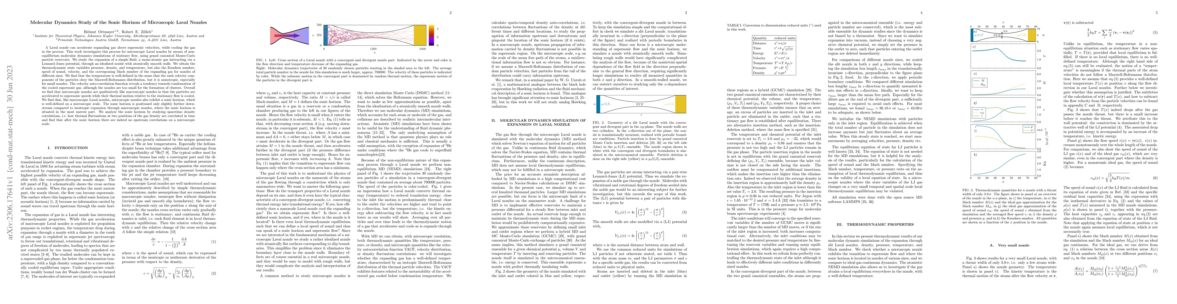 Thumbnail for Molecular Dynamics Study of the Sonic Horizon of Microscopic Laval
  Nozzles