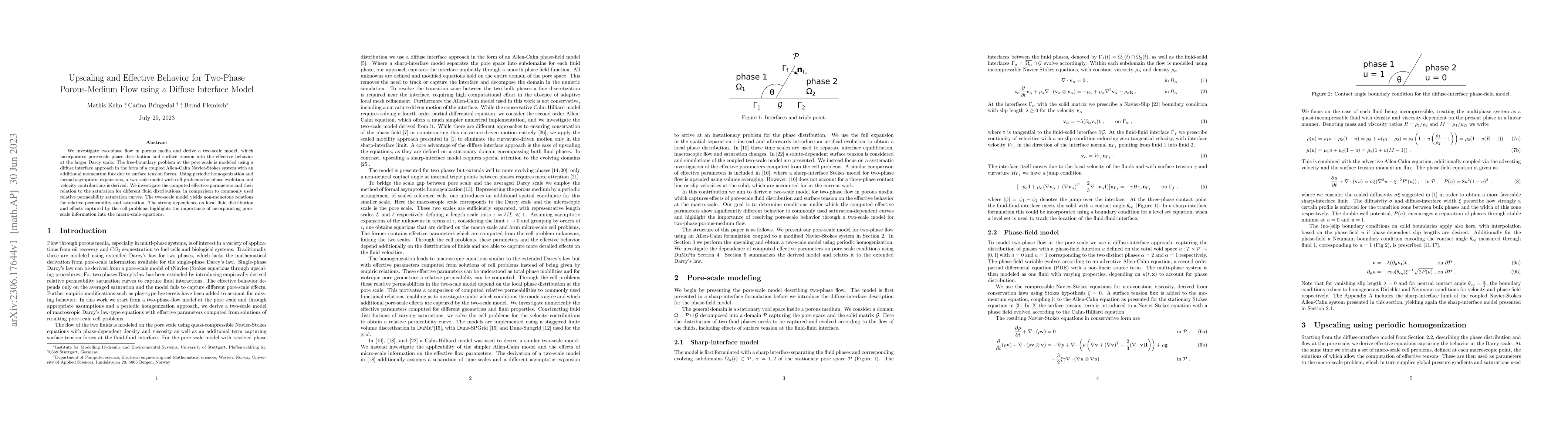 Thumbnail for Upscaling and Effective Behavior for Two-Phase Porous-Medium Flow using
  a Diffuse Interface Model
