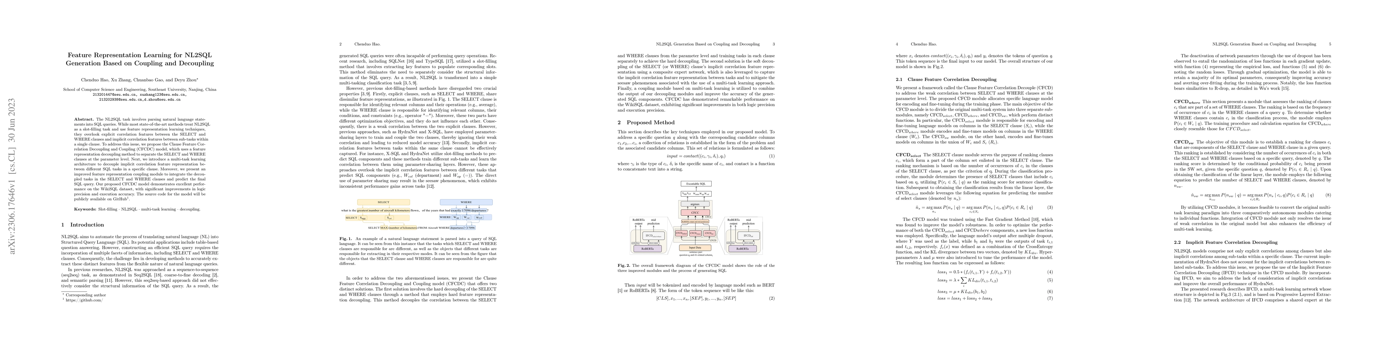 Thumbnail for Feature Representation Learning for NL2SQL Generation Based on Coupling
  and Decoupling