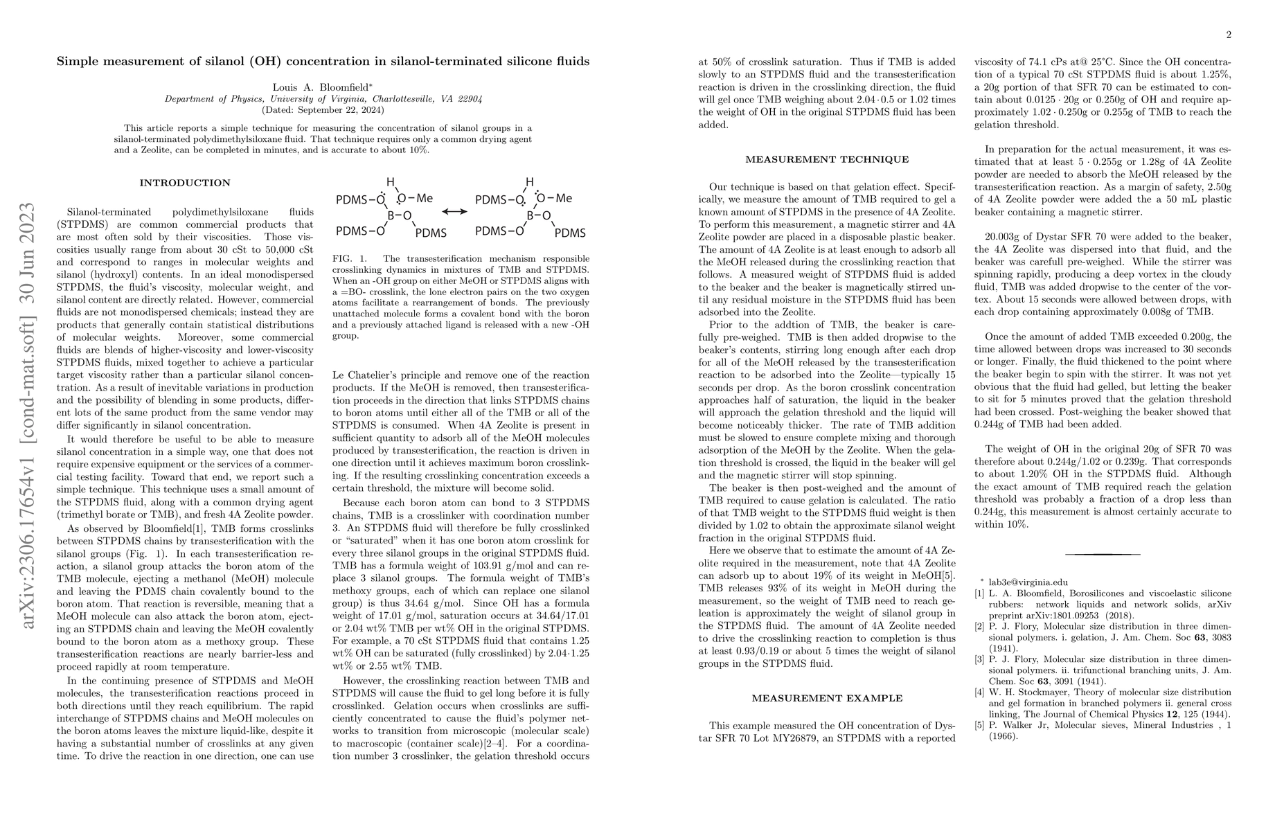 Thumbnail for Simple measurement of silanol (OH) concentration in silanol-terminated
  silicone fluids
