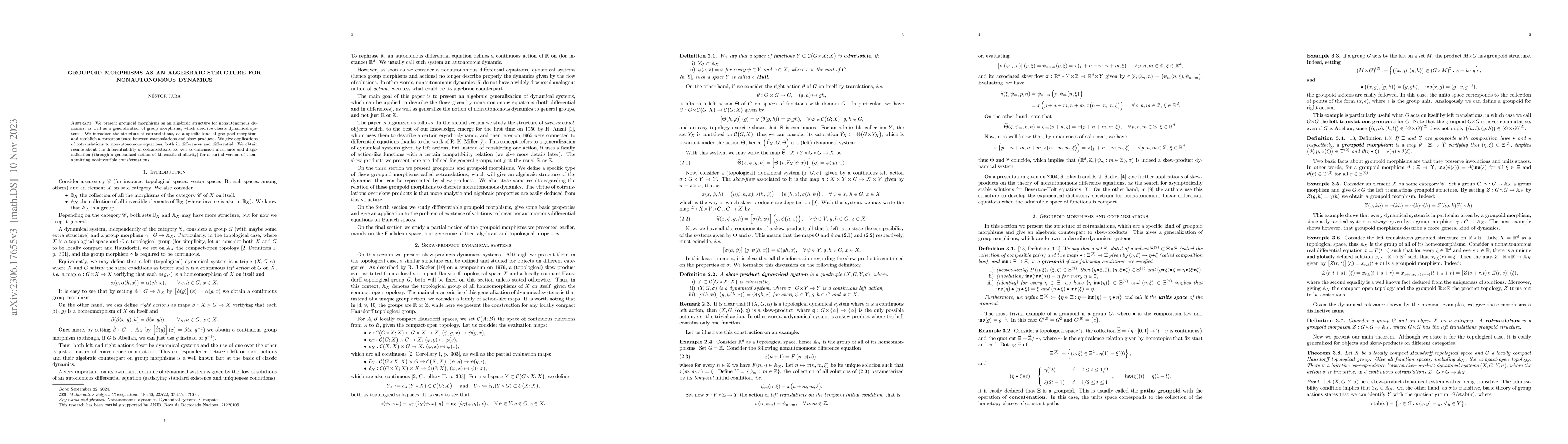 Thumbnail for Groupoid morphisms as an algebraic structure for nonautonomous dynamics