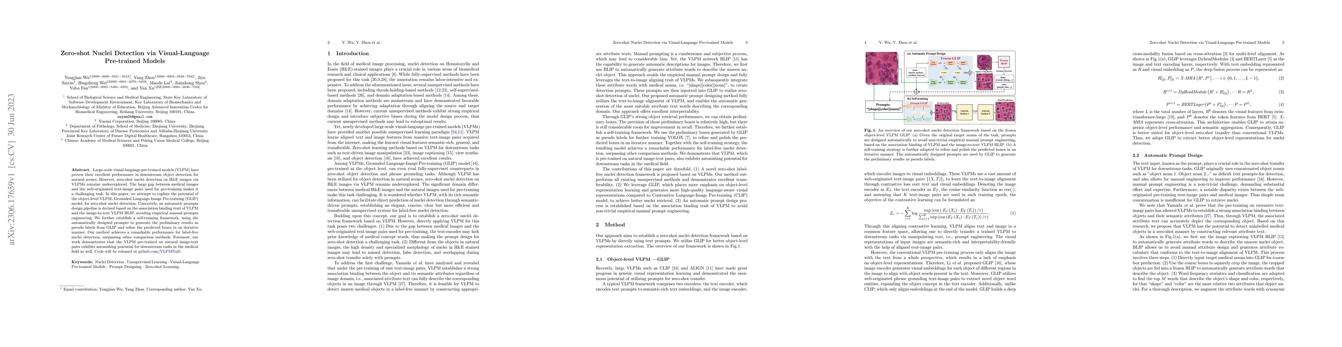 Thumbnail for Zero-shot Nuclei Detection via Visual-Language Pre-trained Models