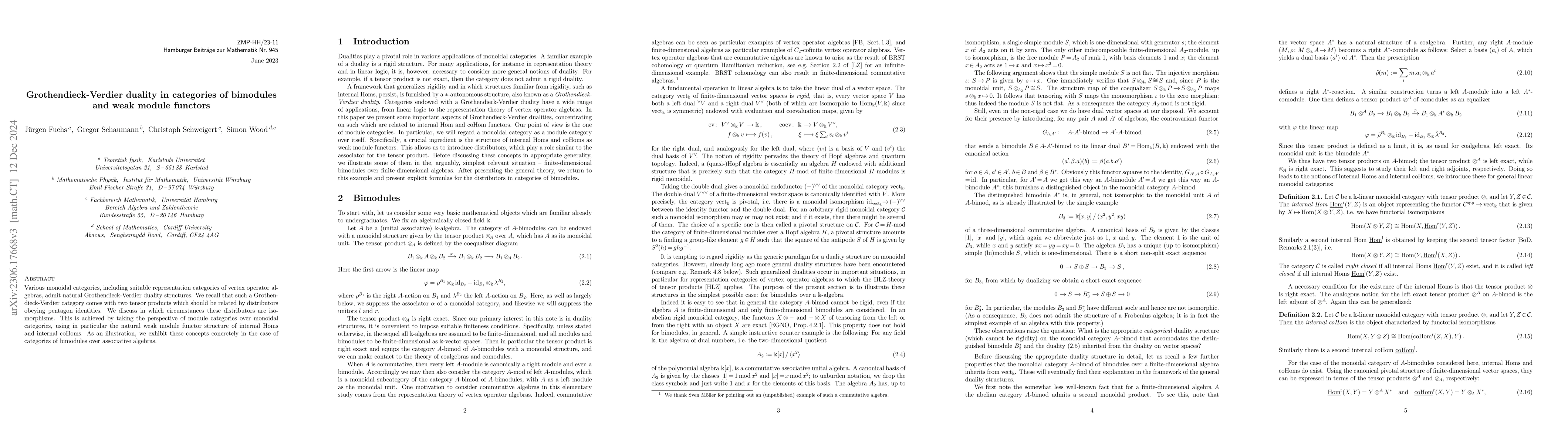 Thumbnail for Grothendieck-Verdier duality in categories of bimodules and weak module
  functors
