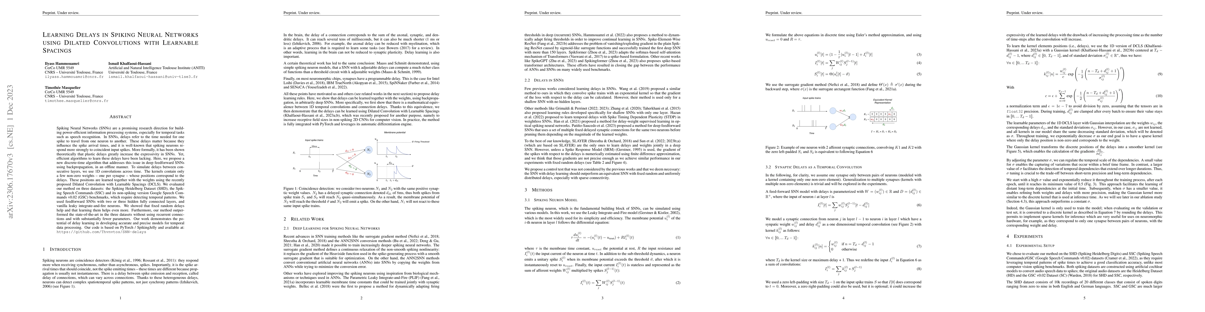 Thumbnail for Learning Delays in Spiking Neural Networks using Dilated Convolutions
  with Learnable Spacings