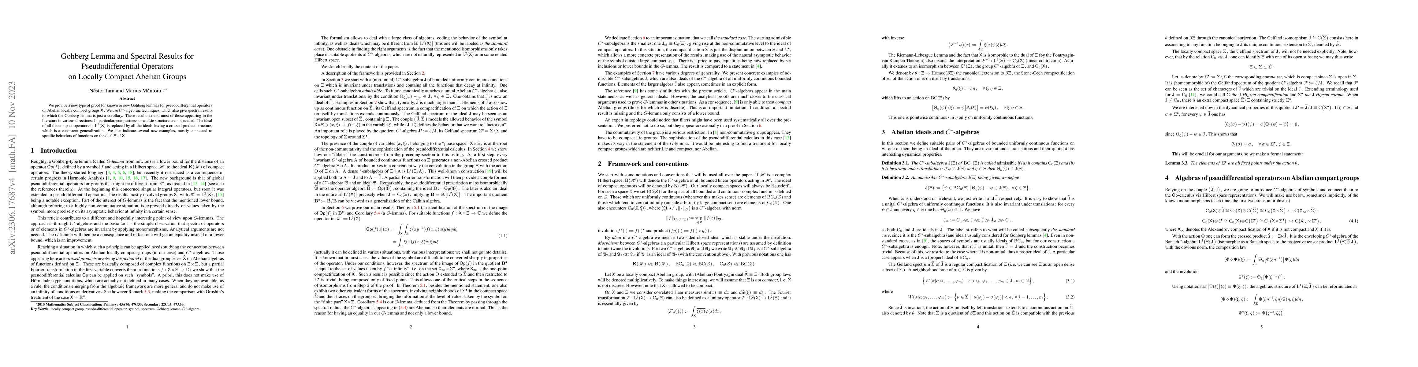 Thumbnail for Gohberg Lemma and Spectral Results for Pseudodifferential Operators on
  Locally Compact Abelian Groups