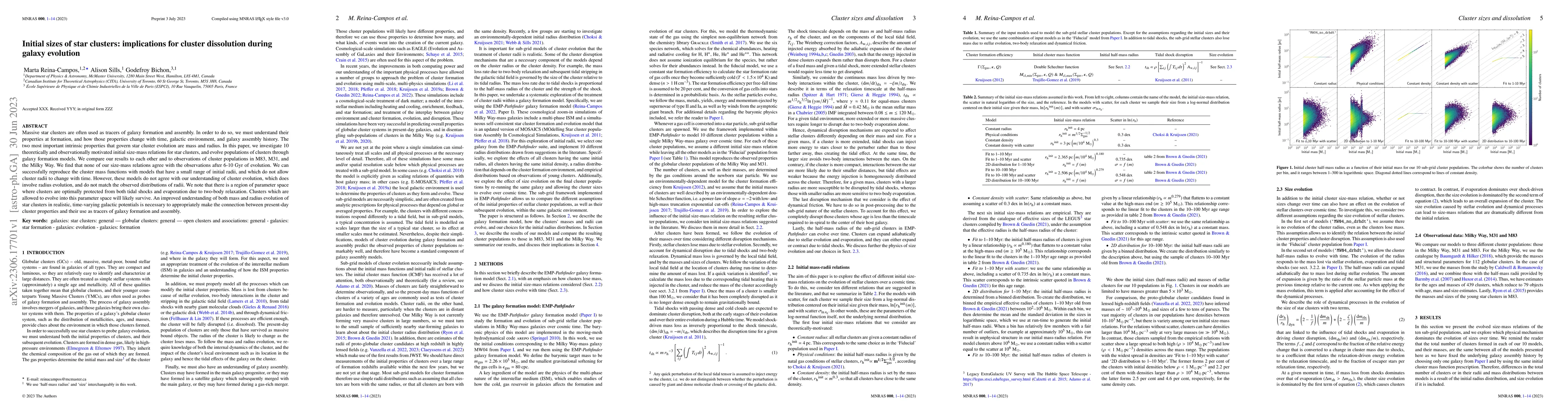 Thumbnail for Initial sizes of star clusters: implications for cluster dissolution
  during galaxy evolution