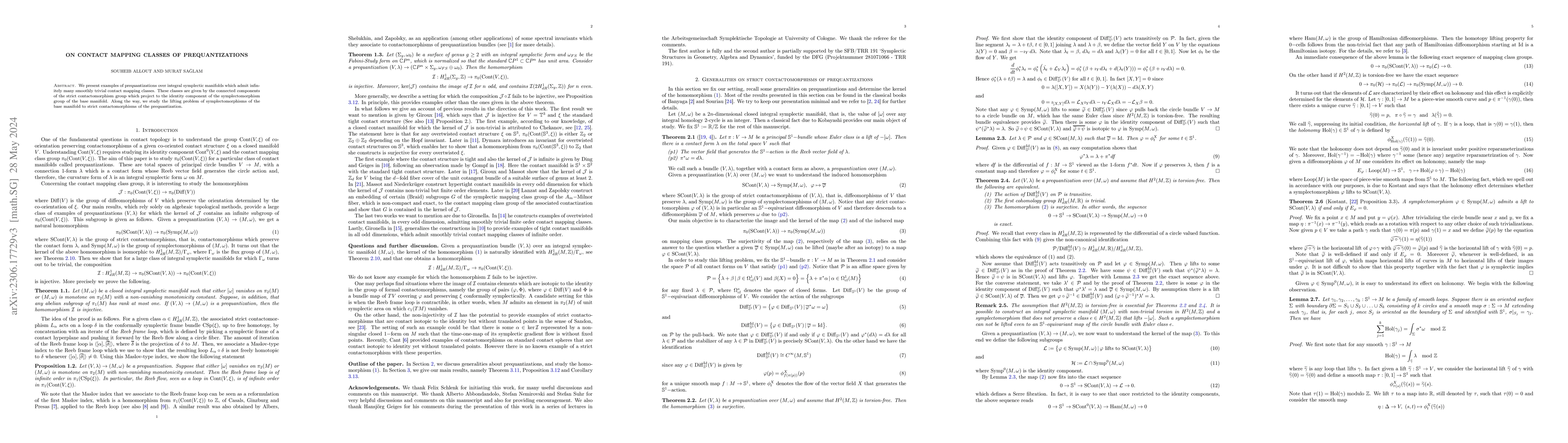 Thumbnail for On contact mapping classes of prequantizations