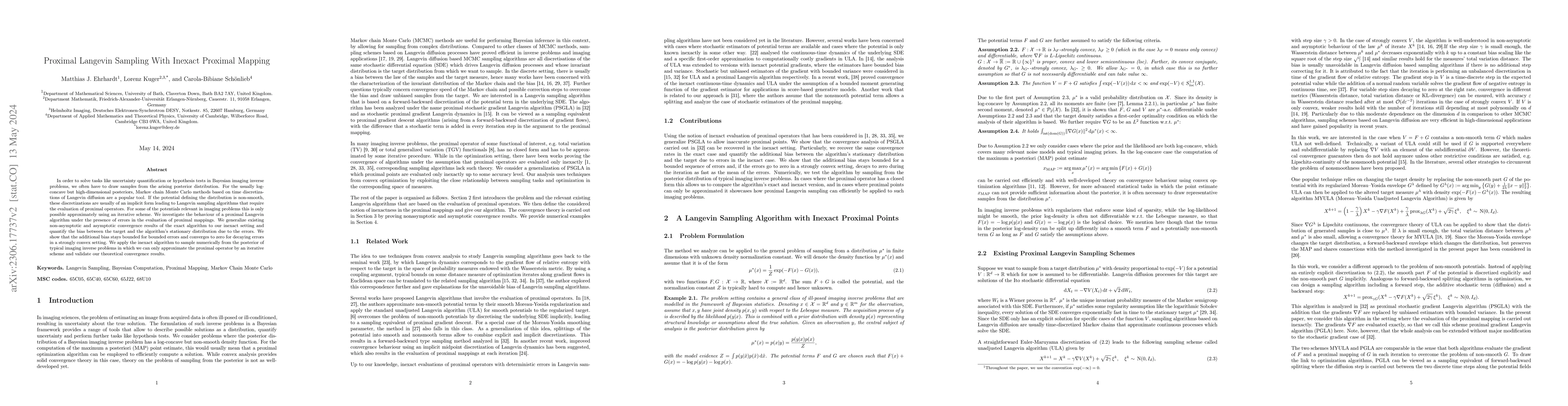 Thumbnail for Proximal Langevin Sampling With Inexact Proximal Mapping