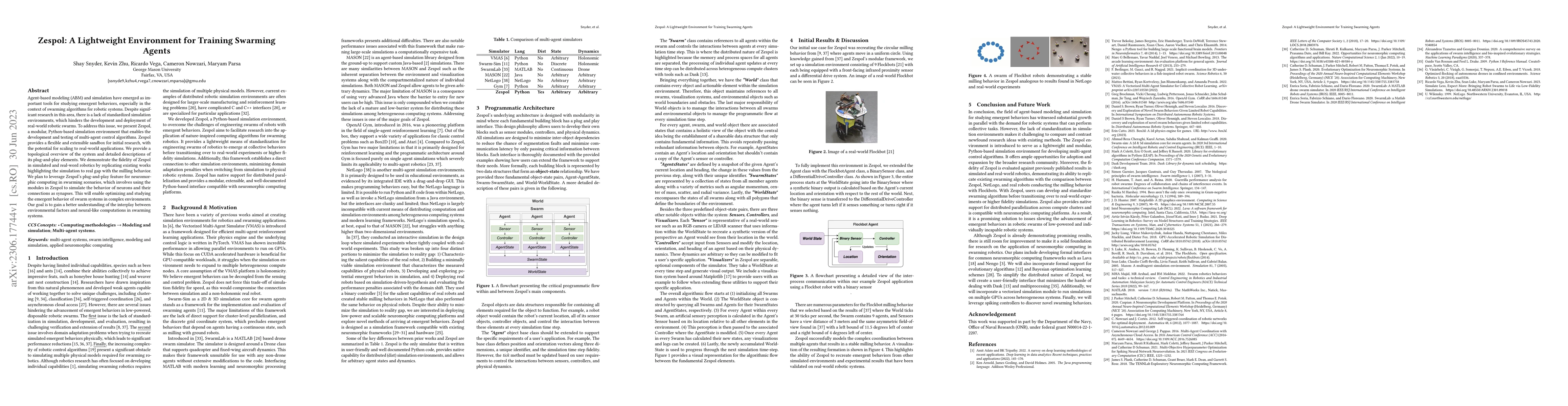 Thumbnail for Zespol: A Lightweight Environment for Training Swarming Agents