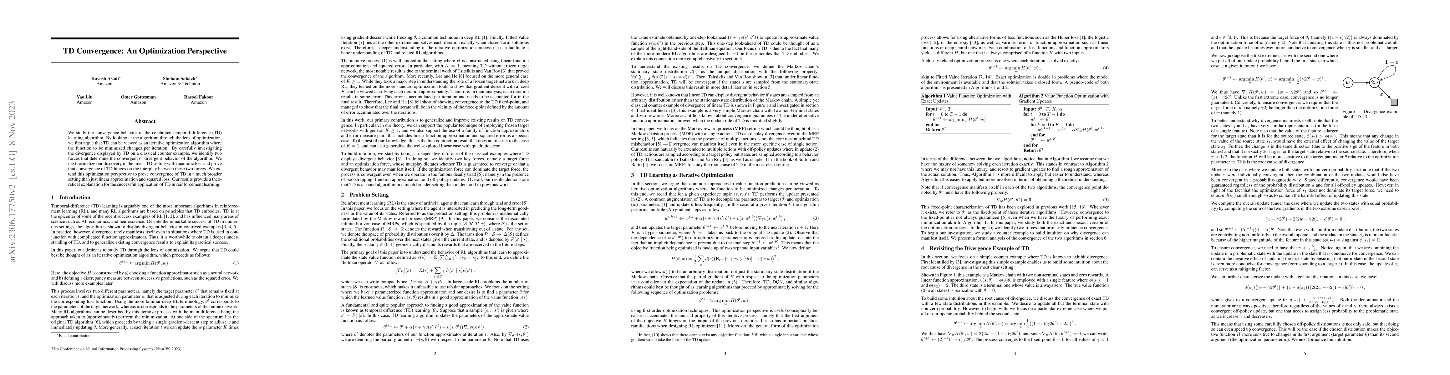 Thumbnail for TD Convergence: An Optimization Perspective
