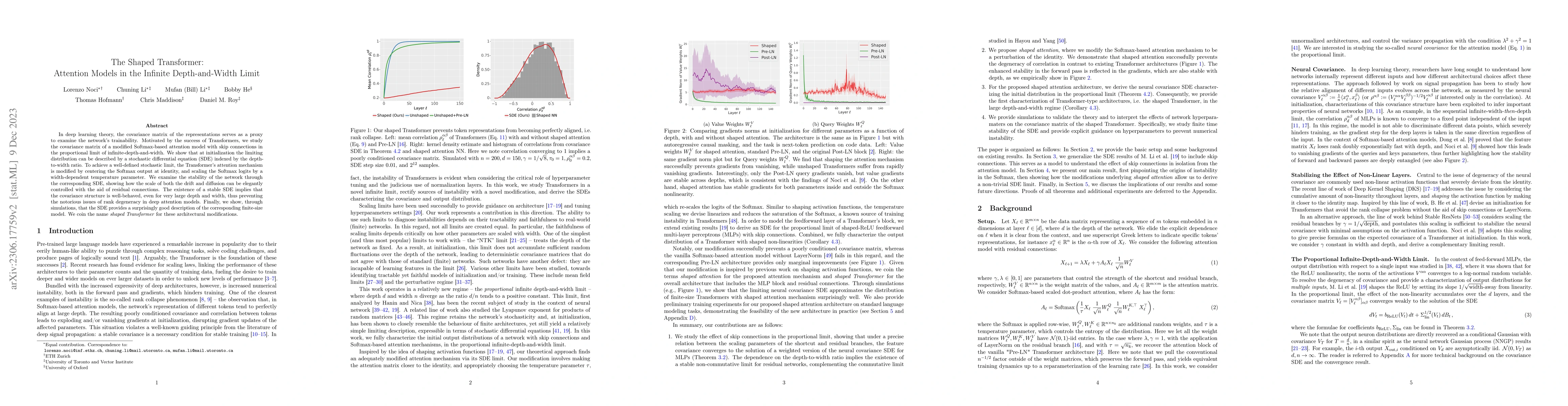 Thumbnail for The Shaped Transformer: Attention Models in the Infinite Depth-and-Width
  Limit