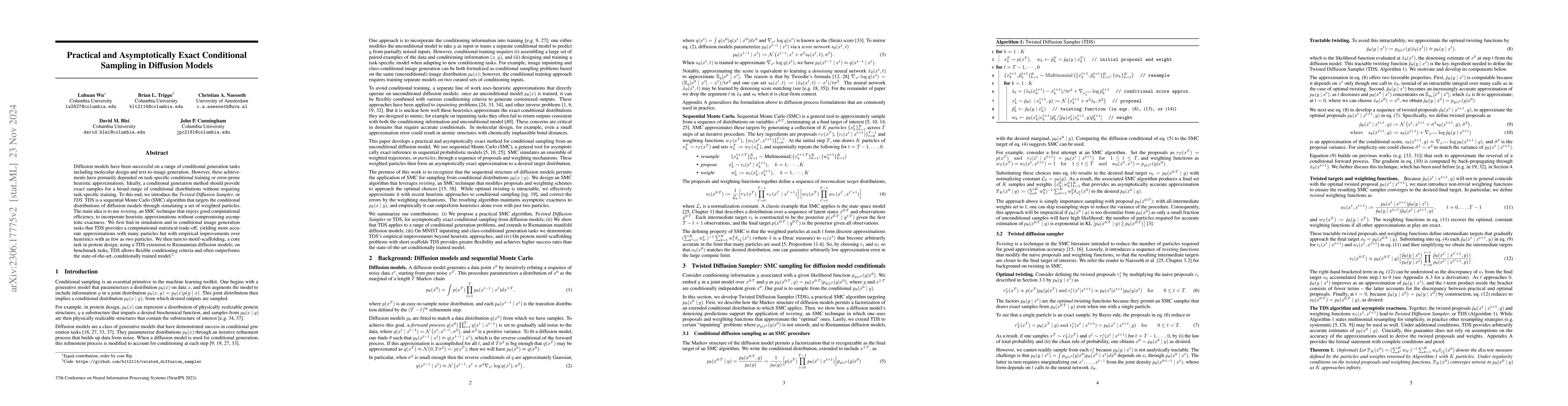 Thumbnail for Practical and Asymptotically Exact Conditional Sampling in Diffusion
  Models