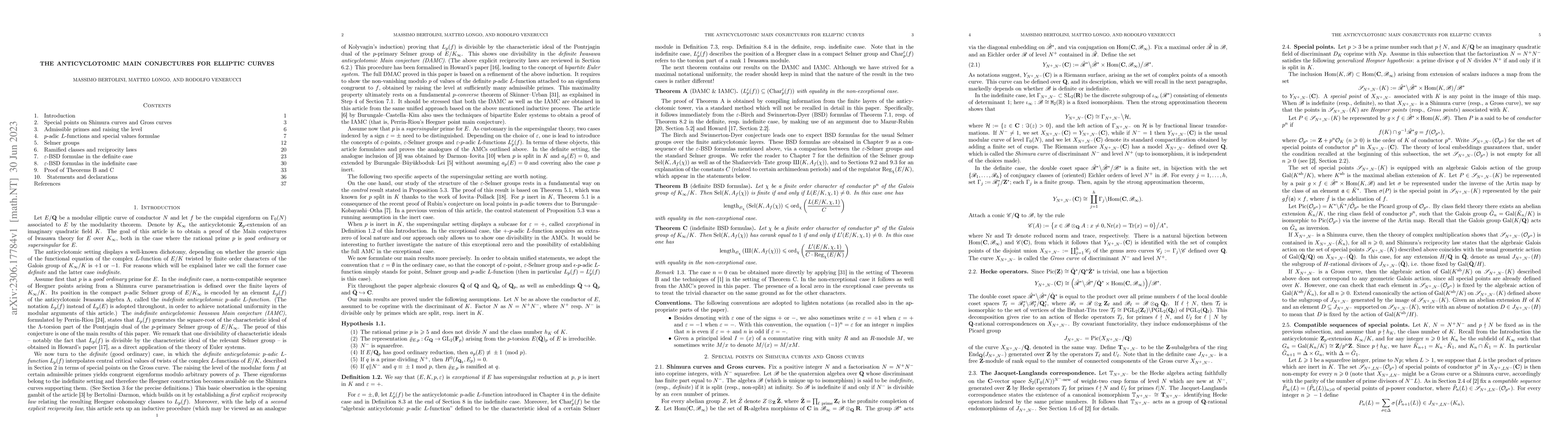 Thumbnail for The anticyclotomic main conjectures for elliptic curves