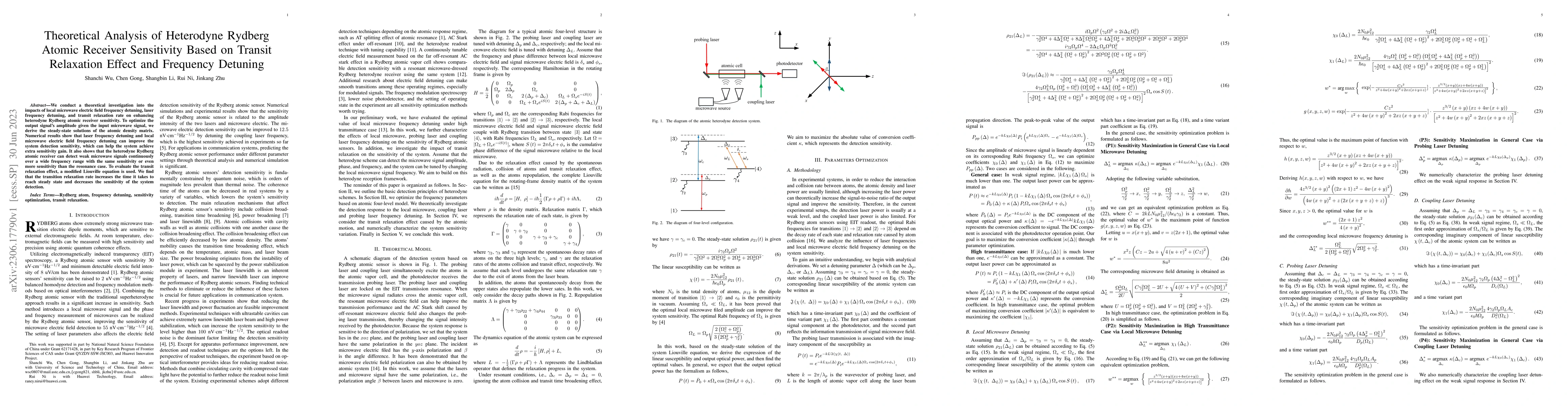 Thumbnail for Theoretical Analysis of Heterodyne Rydberg Atomic Receiver Sensitivity
  Based on Transit Relaxation Effect and Frequency Detuning