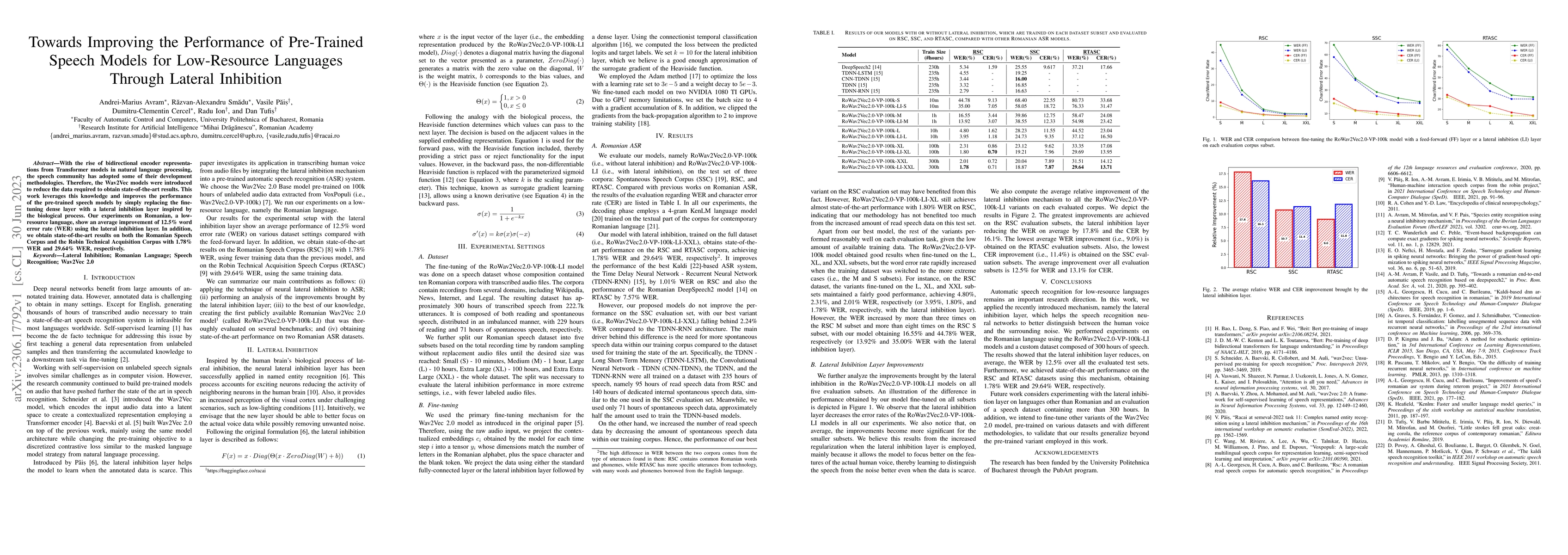 Thumbnail for Towards Improving the Performance of Pre-Trained Speech Models for
  Low-Resource Languages Through Lateral Inhibition