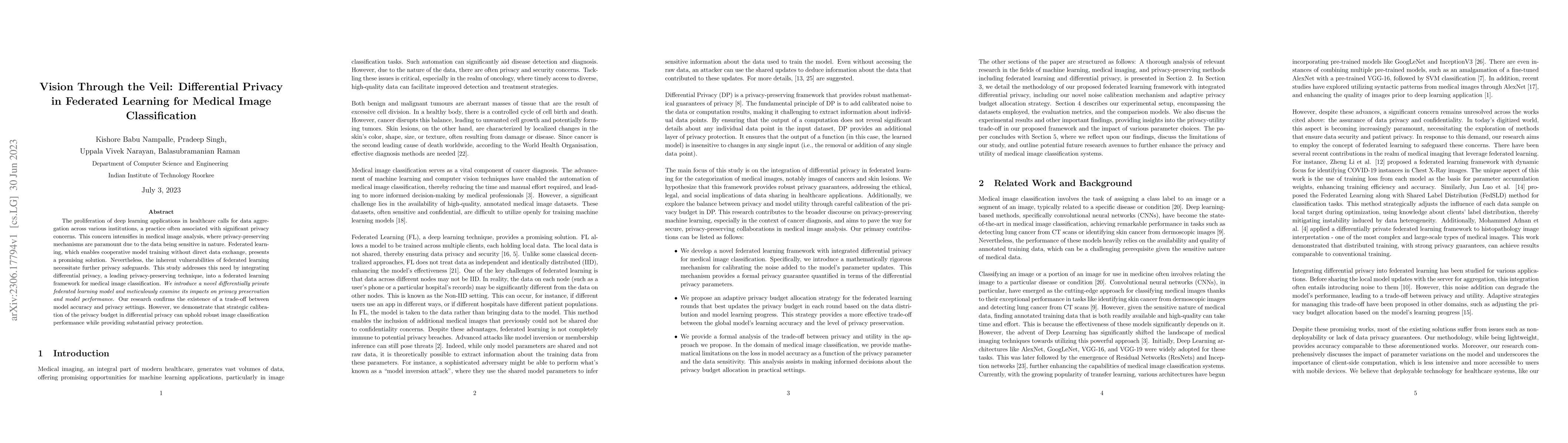 Thumbnail for Vision Through the Veil: Differential Privacy in Federated Learning for
  Medical Image Classification