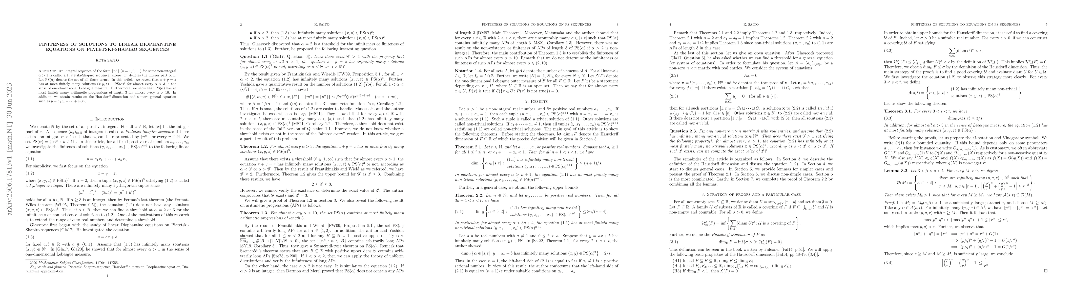 Thumbnail for Finiteness of solutions to linear Diophantine equations on
  Piatetski-Shapiro sequences