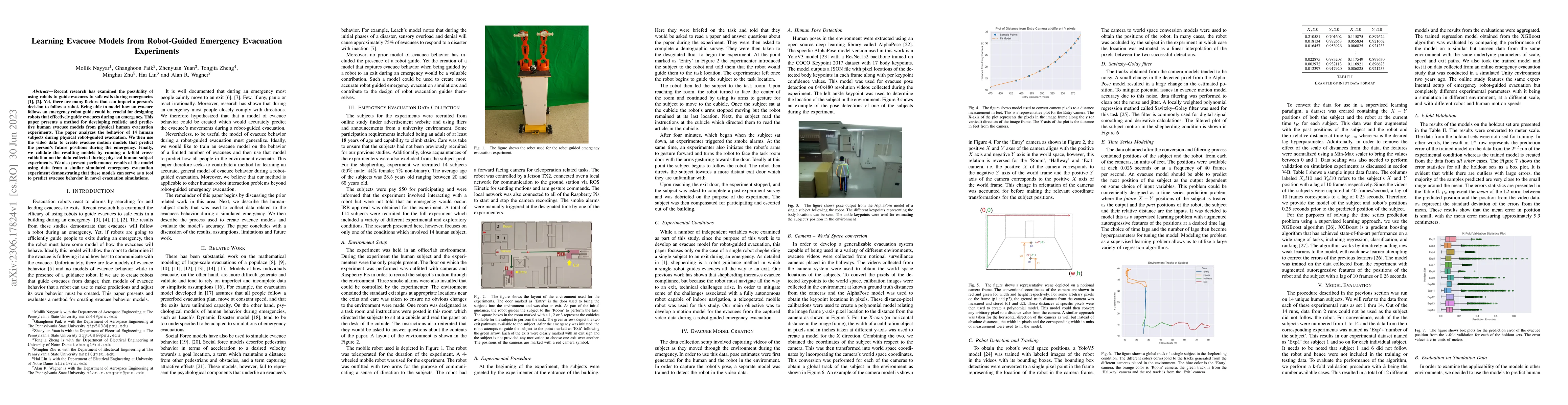 Thumbnail for Learning Evacuee Models from Robot-Guided Emergency Evacuation
  Experiments