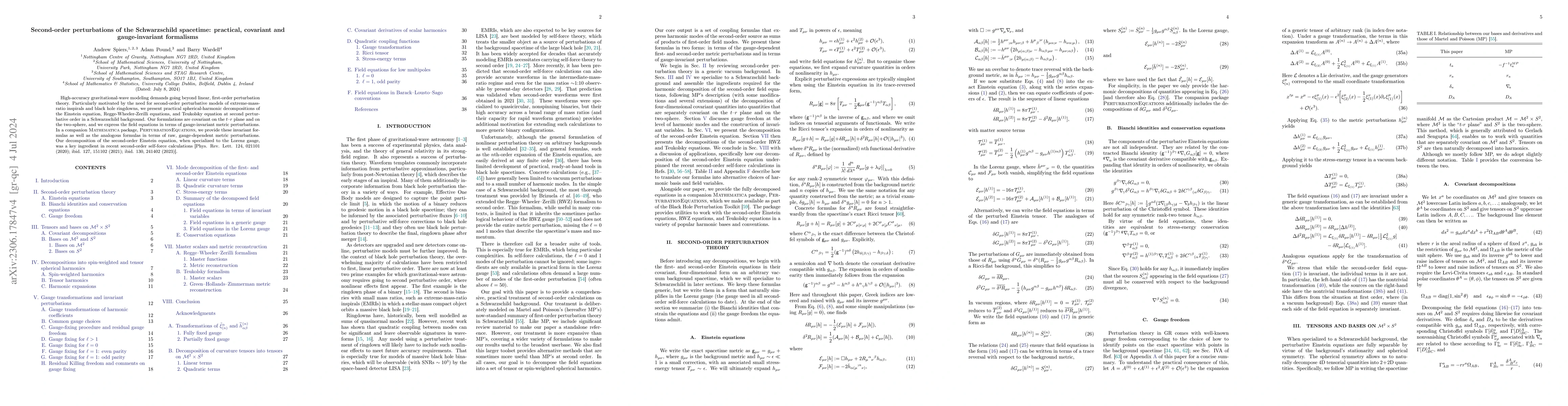 Thumbnail for Second-order perturbations of the Schwarzschild spacetime: practical,
  covariant and gauge-invariant formalisms