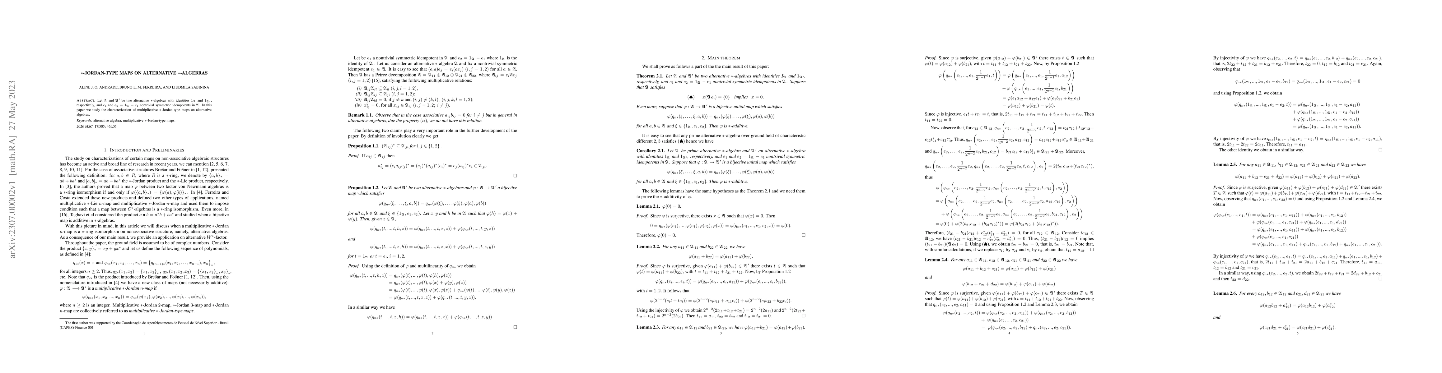 Thumbnail for *-Jordan-type maps on alternative *-algebras