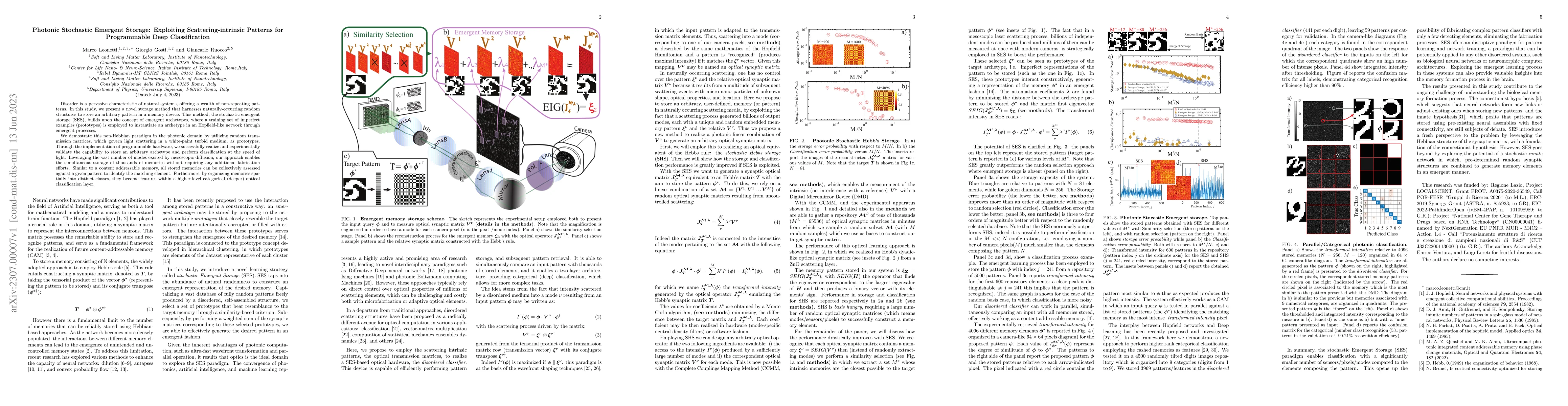 Thumbnail for Photonic Stochastic Emergent Storage: Exploiting Scattering-intrinsic
  Patterns for Programmable Deep Classification