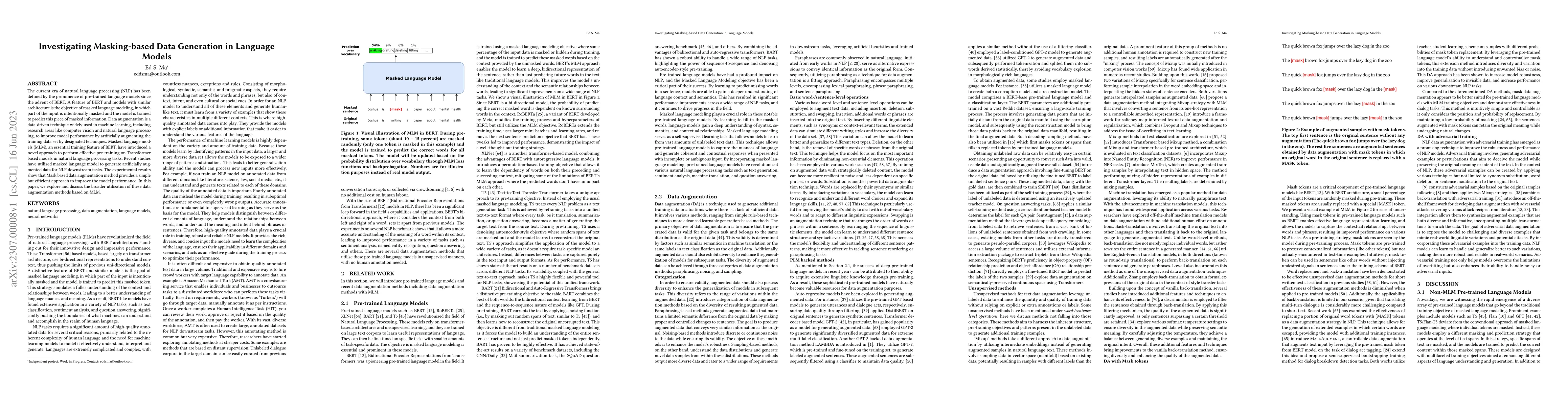 Thumbnail for Investigating Masking-based Data Generation in Language Models