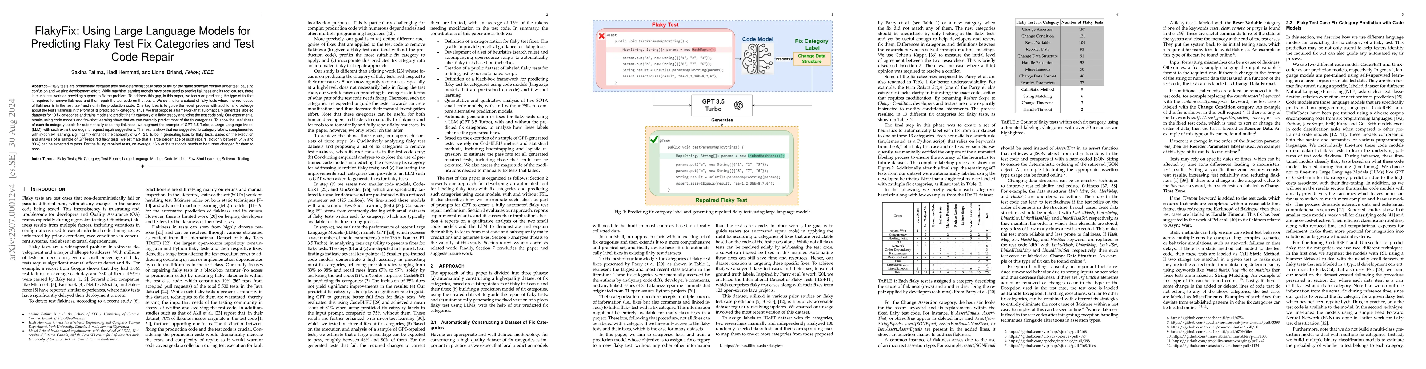 Thumbnail for FlakyFix: Using Large Language Models for Predicting Flaky Test Fix
  Categories and Test Code Repair