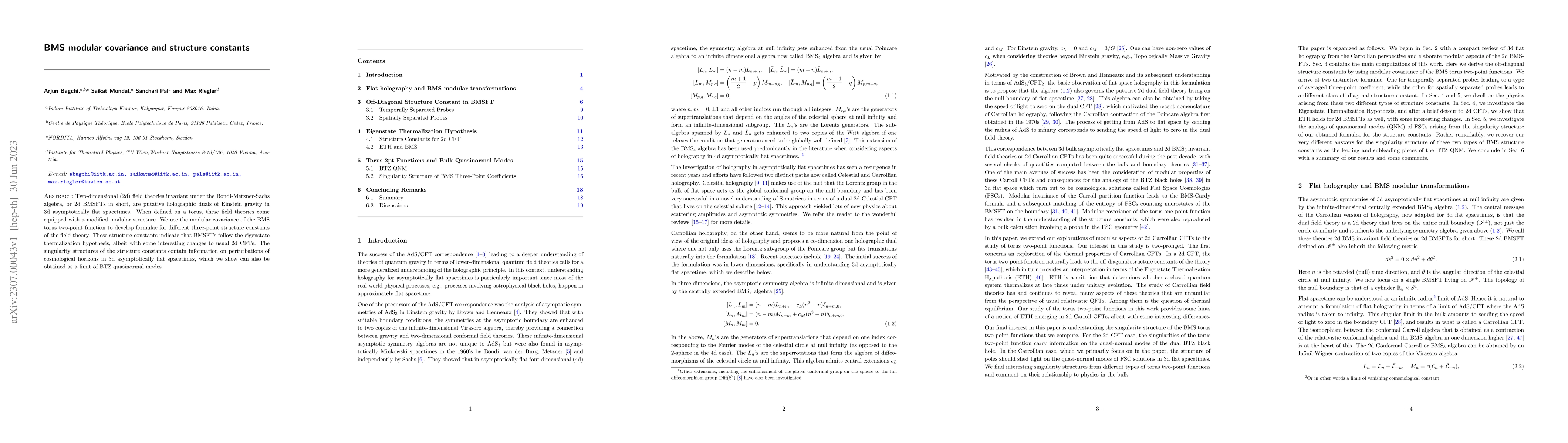 Thumbnail for BMS modular covariance and structure constants