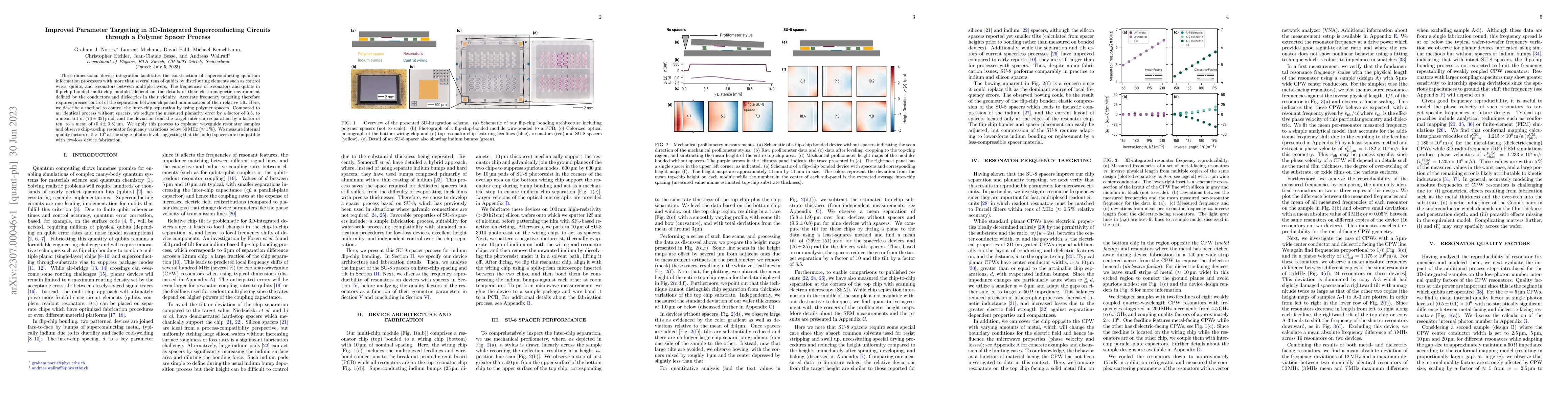 Thumbnail for Improved Parameter Targeting in 3D-Integrated Superconducting Circuits
  through a Polymer Spacer Process