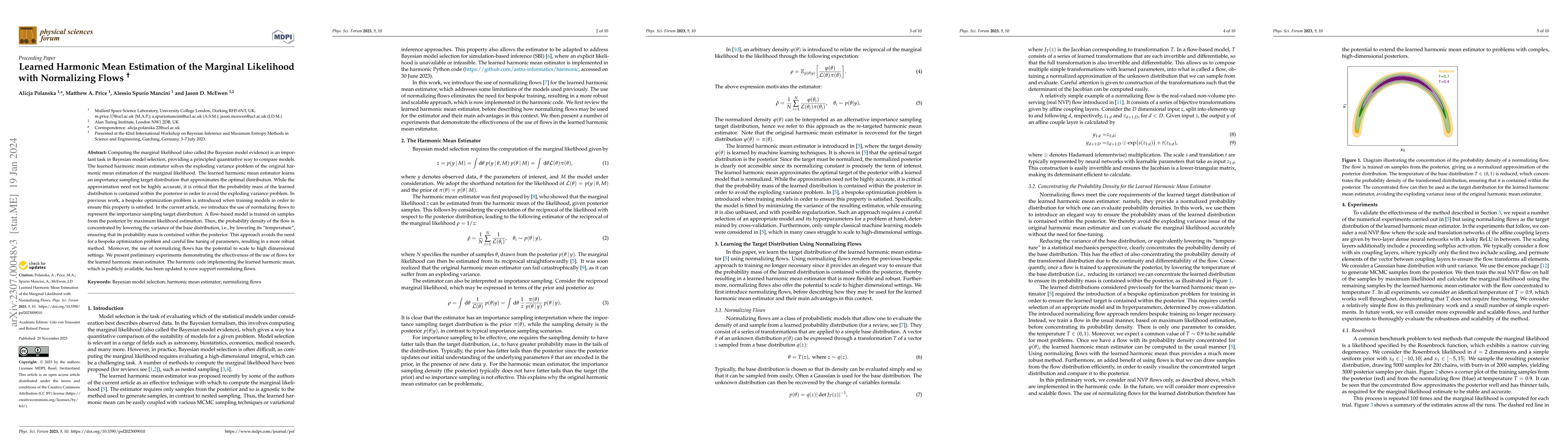 Thumbnail for Learned harmonic mean estimation of the marginal likelihood with
  normalizing flows