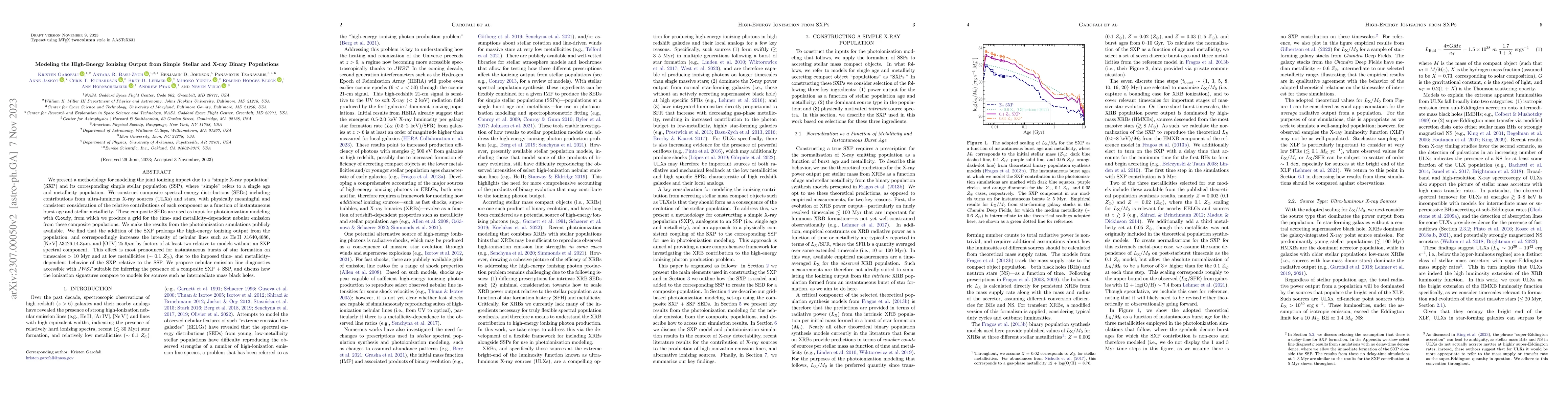 Thumbnail for Modeling the High-Energy Ionizing Output from Simple Stellar and X-ray
  Binary Populations