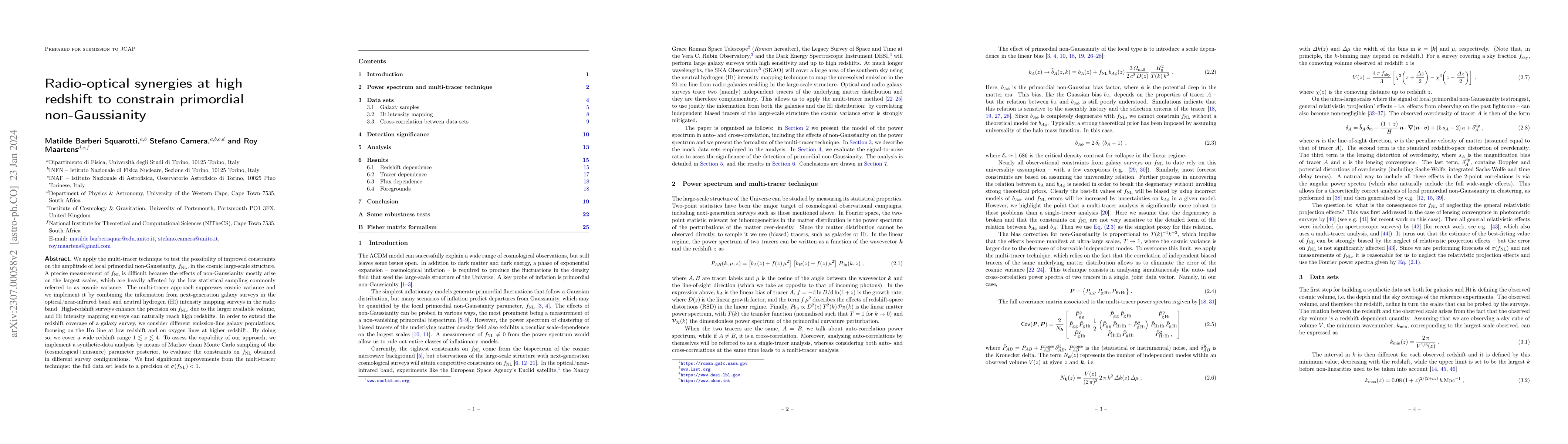 Thumbnail for Radio-optical synergies at high redshift to constrain primordial
  non-Gaussianity