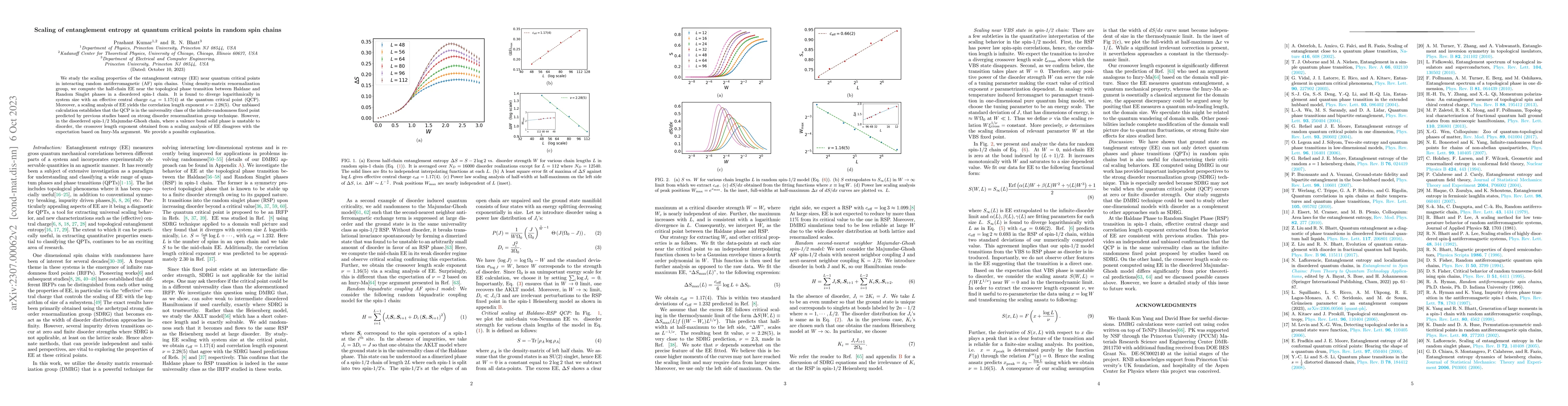 Thumbnail for Scaling of entanglement entropy at quantum critical points in random
  spin chains