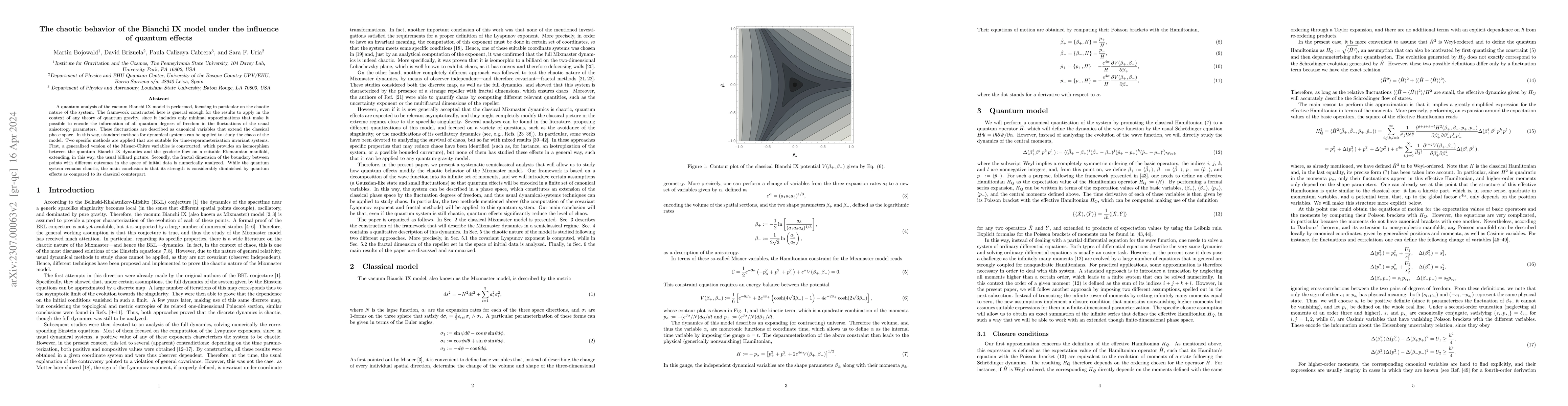 Thumbnail for The chaotic behavior of the Bianchi IX model under the influence of
  quantum effects