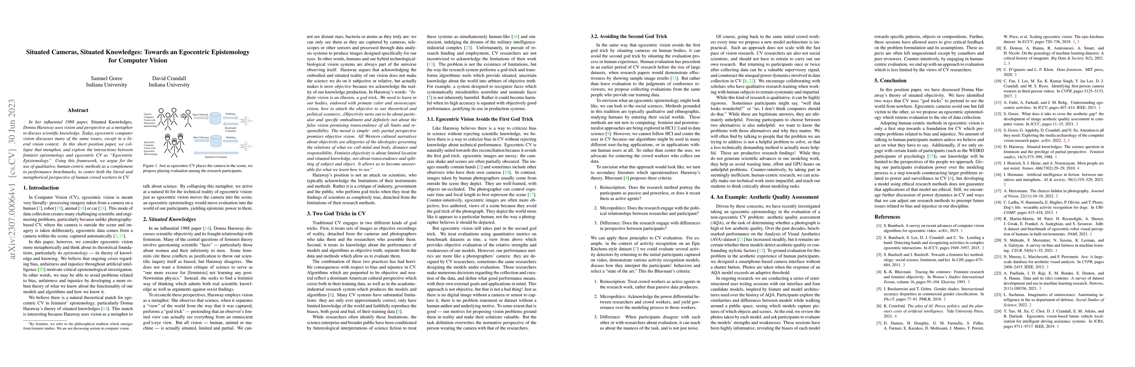 Thumbnail for Situated Cameras, Situated Knowledges: Towards an Egocentric
  Epistemology for Computer Vision