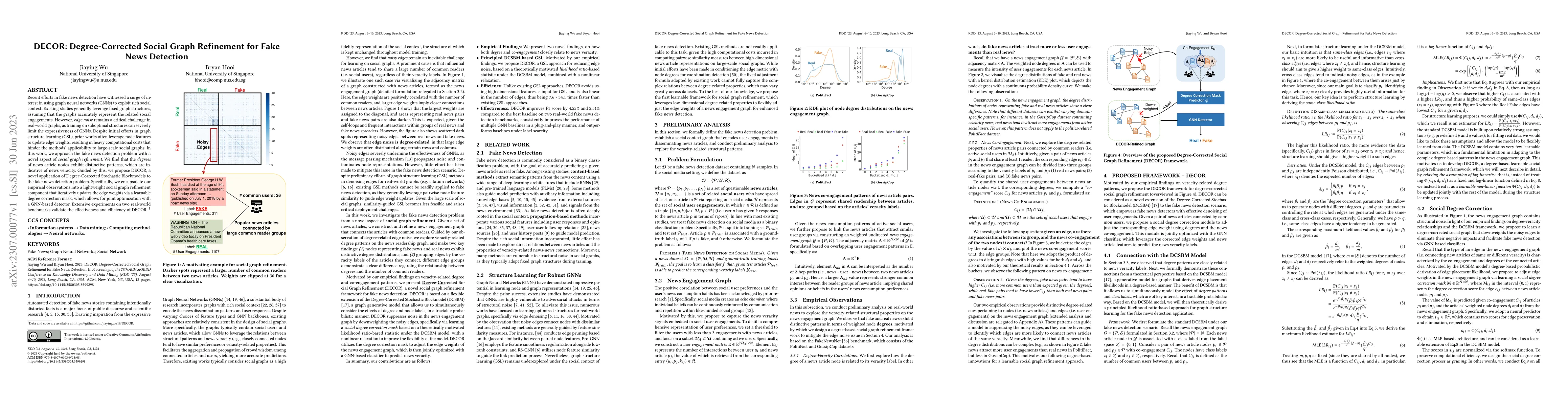 Thumbnail for DECOR: Degree-Corrected Social Graph Refinement for Fake News Detection
