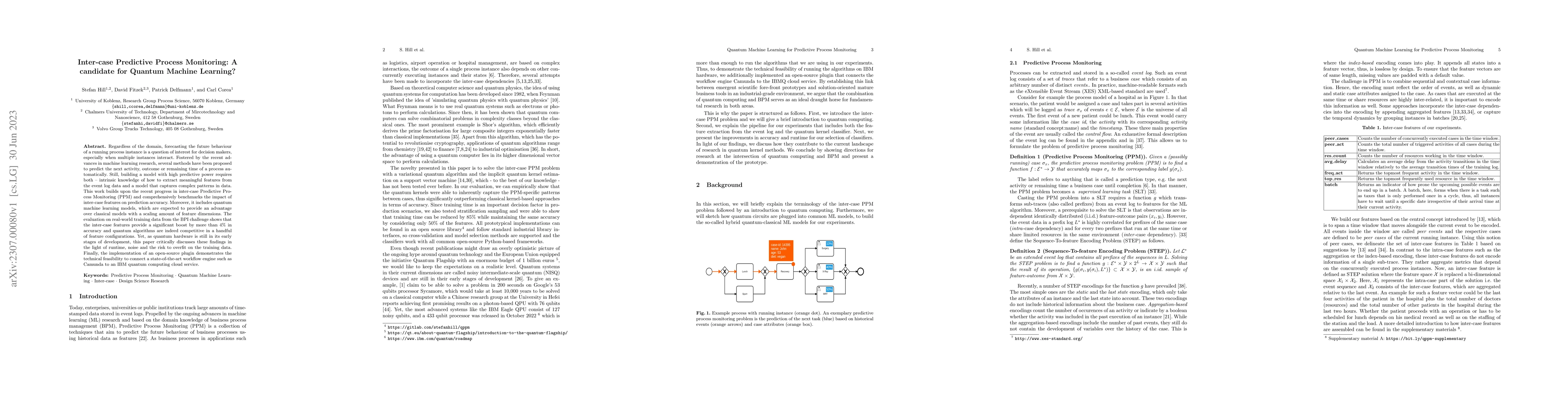 Thumbnail for Inter-case Predictive Process Monitoring: A candidate for Quantum
  Machine Learning?