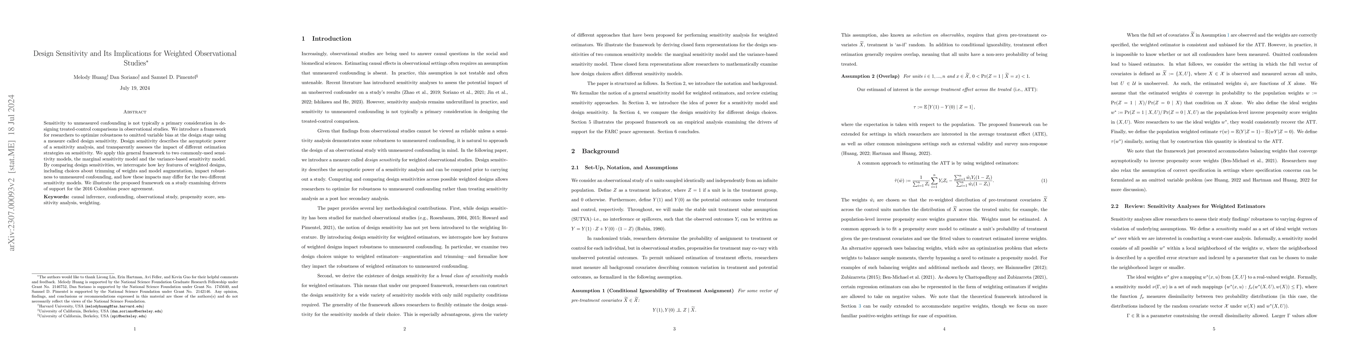 Thumbnail for Design Sensitivity and Its Implications for Weighted Observational
  Studies