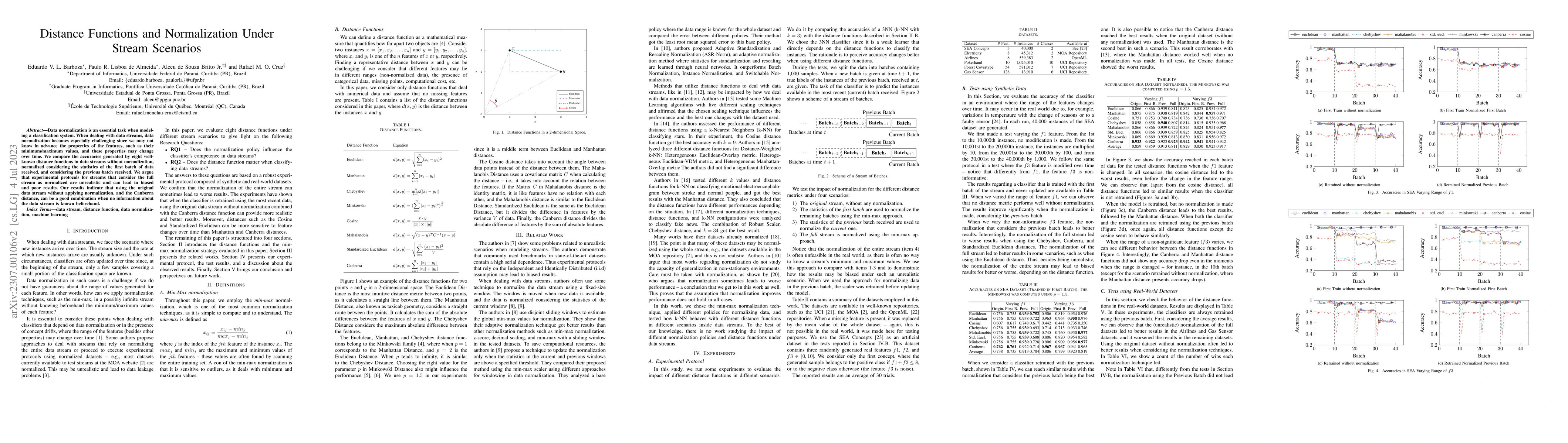 Thumbnail for Distance Functions and Normalization Under Stream Scenarios