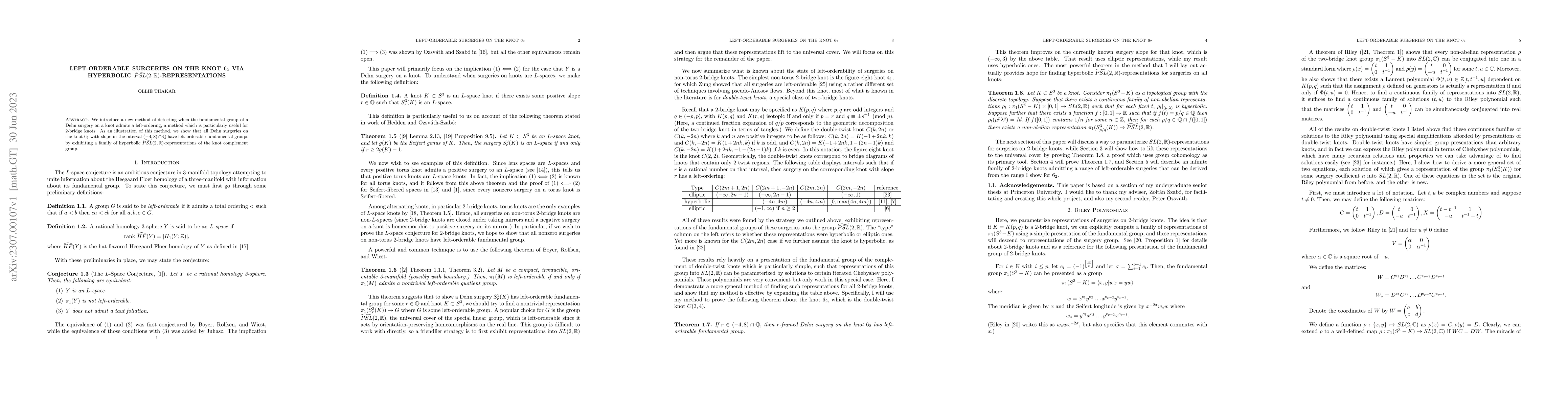 Thumbnail for Left-orderable surgeries on the knot $6_2$ via hyperbolic
  $\widetilde{PSL}(2,\mathbb{R})$-representations