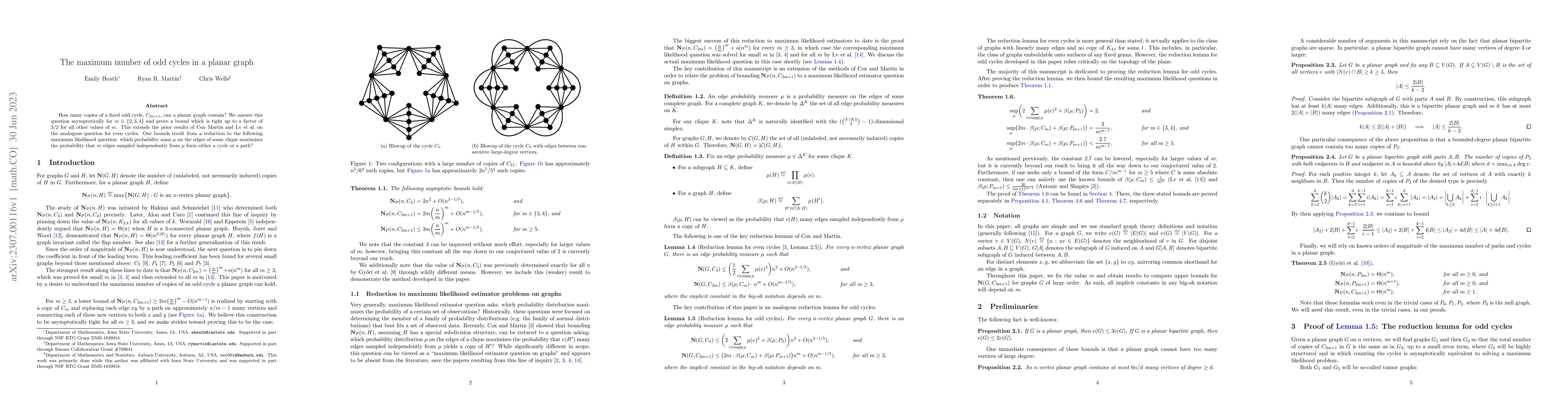 Thumbnail for The maximum number of odd cycles in a planar graph