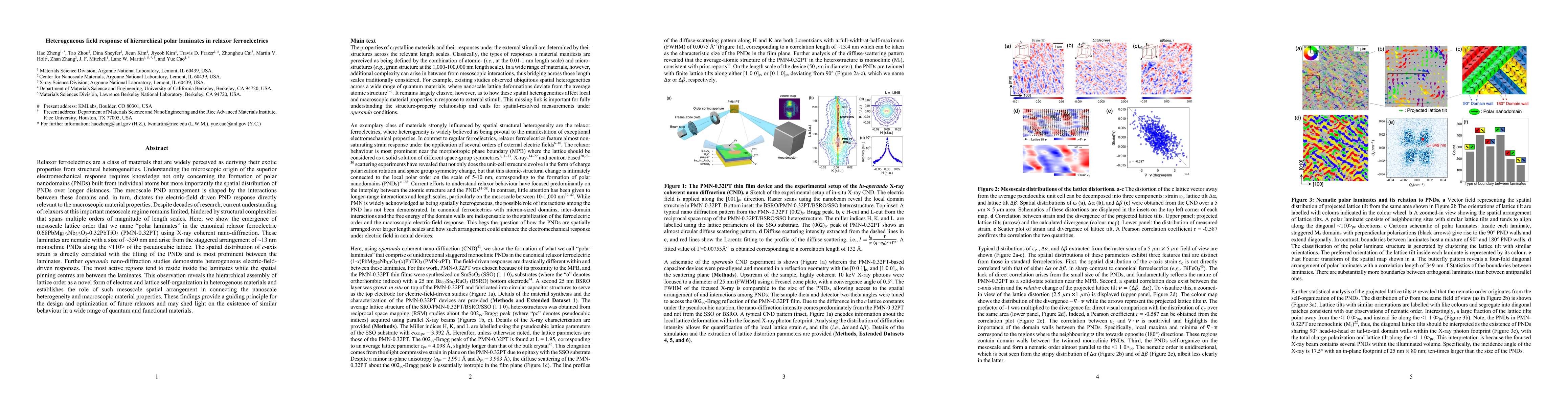 Thumbnail for Heterogeneous field response of hierarchical polar laminates in relaxor
  ferroelectrics