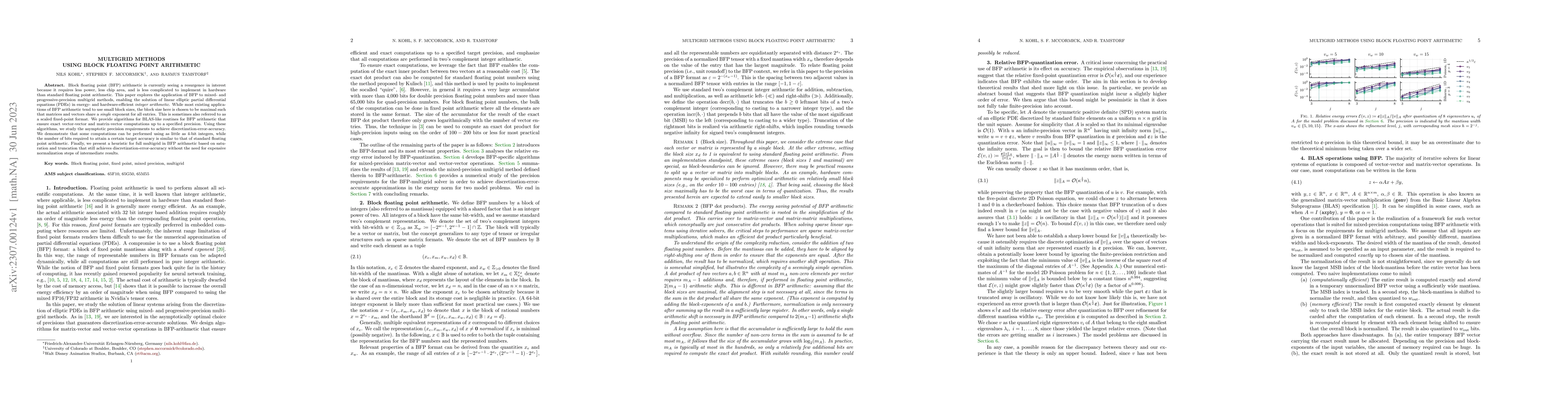 Thumbnail for Multigrid Methods using Block Floating Point Arithmetic