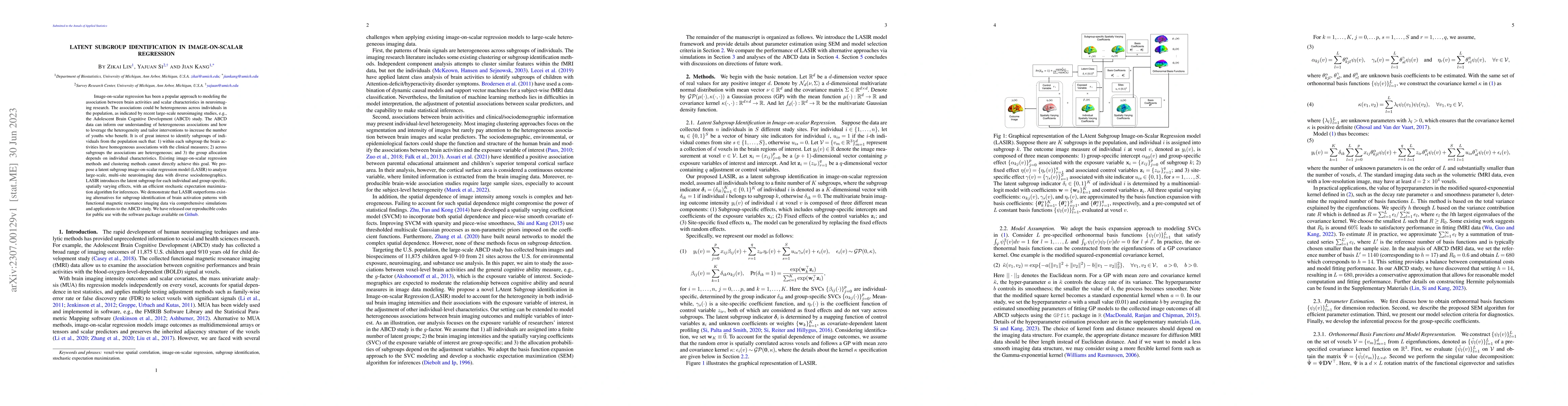 Thumbnail for Latent Subgroup Identification in Image-on-scalar Regression